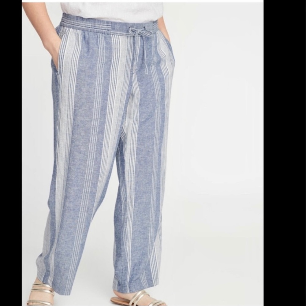 Old Navy NWT Striped Linen pull-on pant 3X